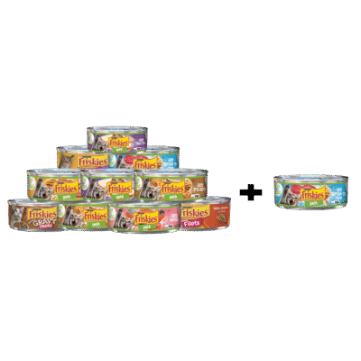 שימורי פריסקיז Friskies במגוון טעמים 156 גרם - 10 יחידות + 1 מתנה