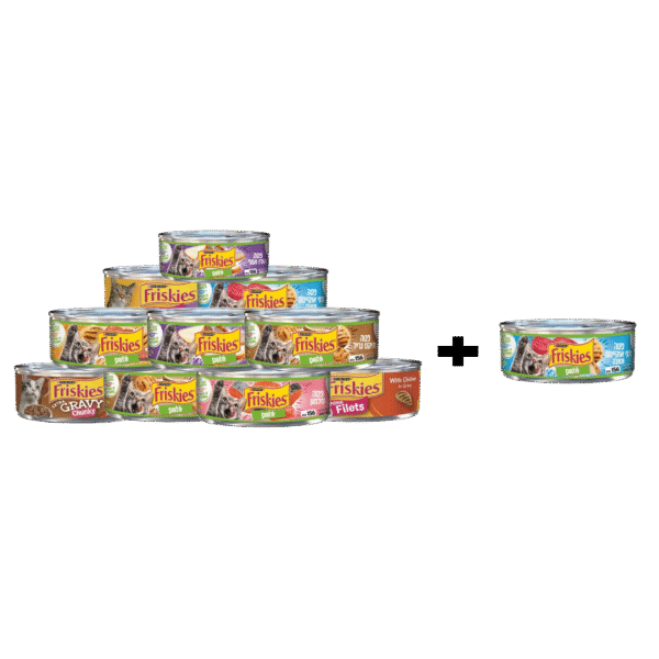 שימורי פריסקיז Friskies במגוון טעמים 156 גרם - 10 יחידות + 1 מתנה