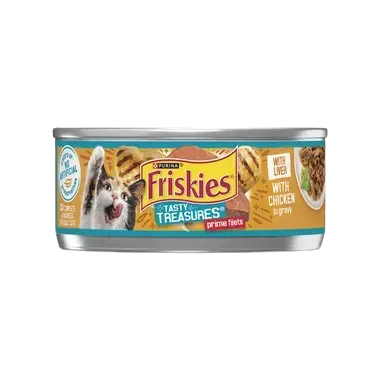 פריסקיז Tasty Treasures מזון לח ומלא לחתולים נתחי עוף וכבד ברוטב 156 גרם