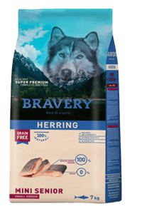 בריוורי/Bravery סיניור מזון יבש לכלבים מבוגרים מגזעים קטנים 7 ק"ג - הרינג
