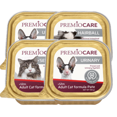 מבצע- פרמיו-קייר / Premio-Care מעדן בטעמים שונים לחתולים 100 גרם – 4 יחידות ב- 22 ש"ח