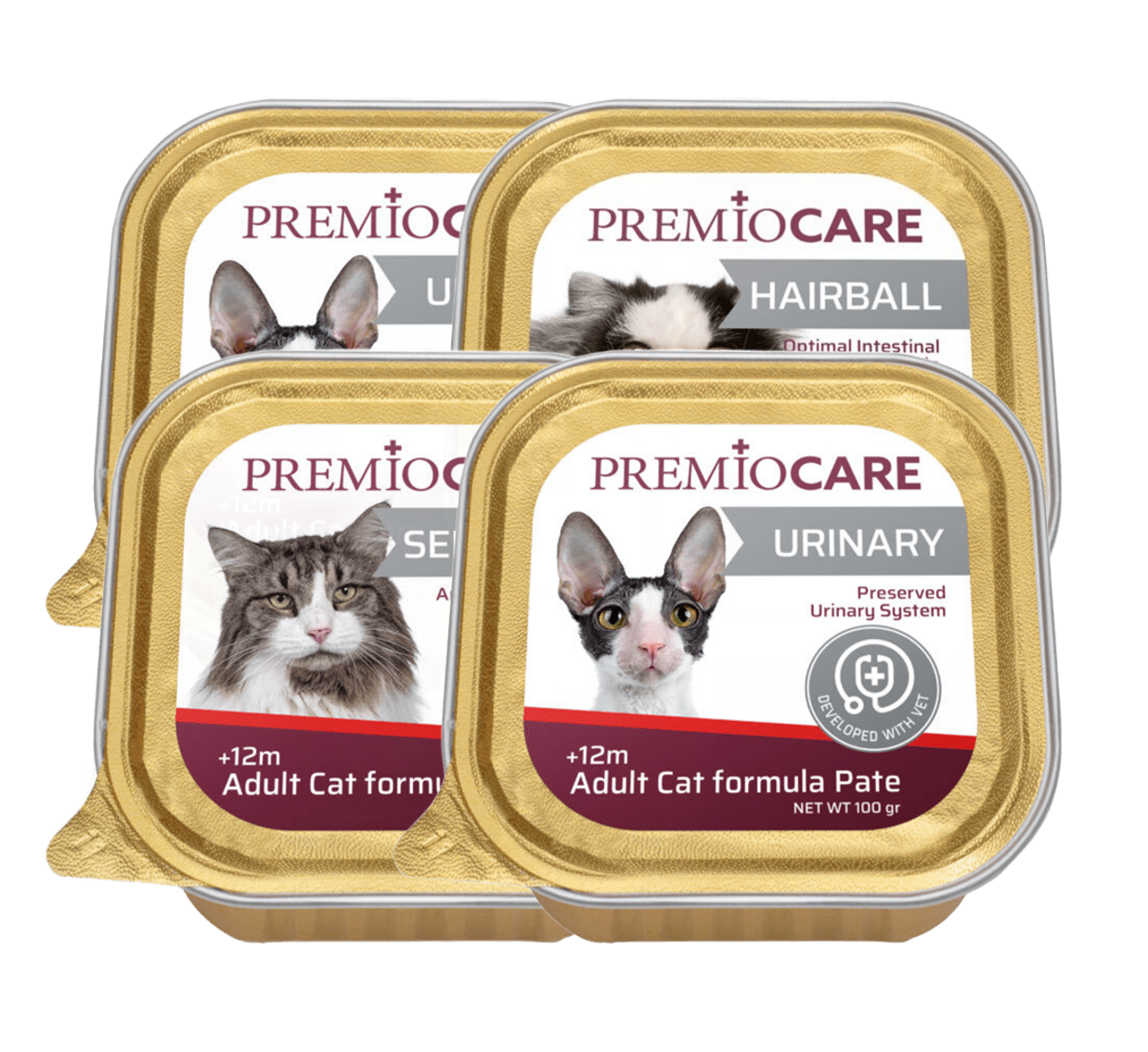 מבצע- פרמיו-קייר / Premio-Care מעדן בטעמים שונים לחתולים 100 גרם – 4 יחידות ב- 22 ש"ח