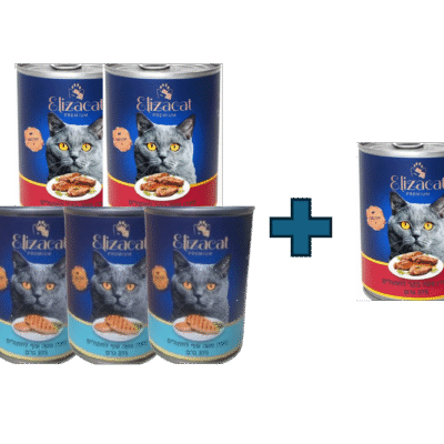 מבצע- אליזקט / Elizacat שימורים בטעמים שונים לחתולים 375 גרם – 5 + 1 מתנה
