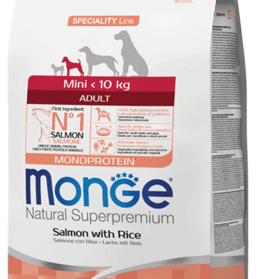 מונג' מזון יבש לכלבים בוגרים מגזע קטן - סלמון ואורז